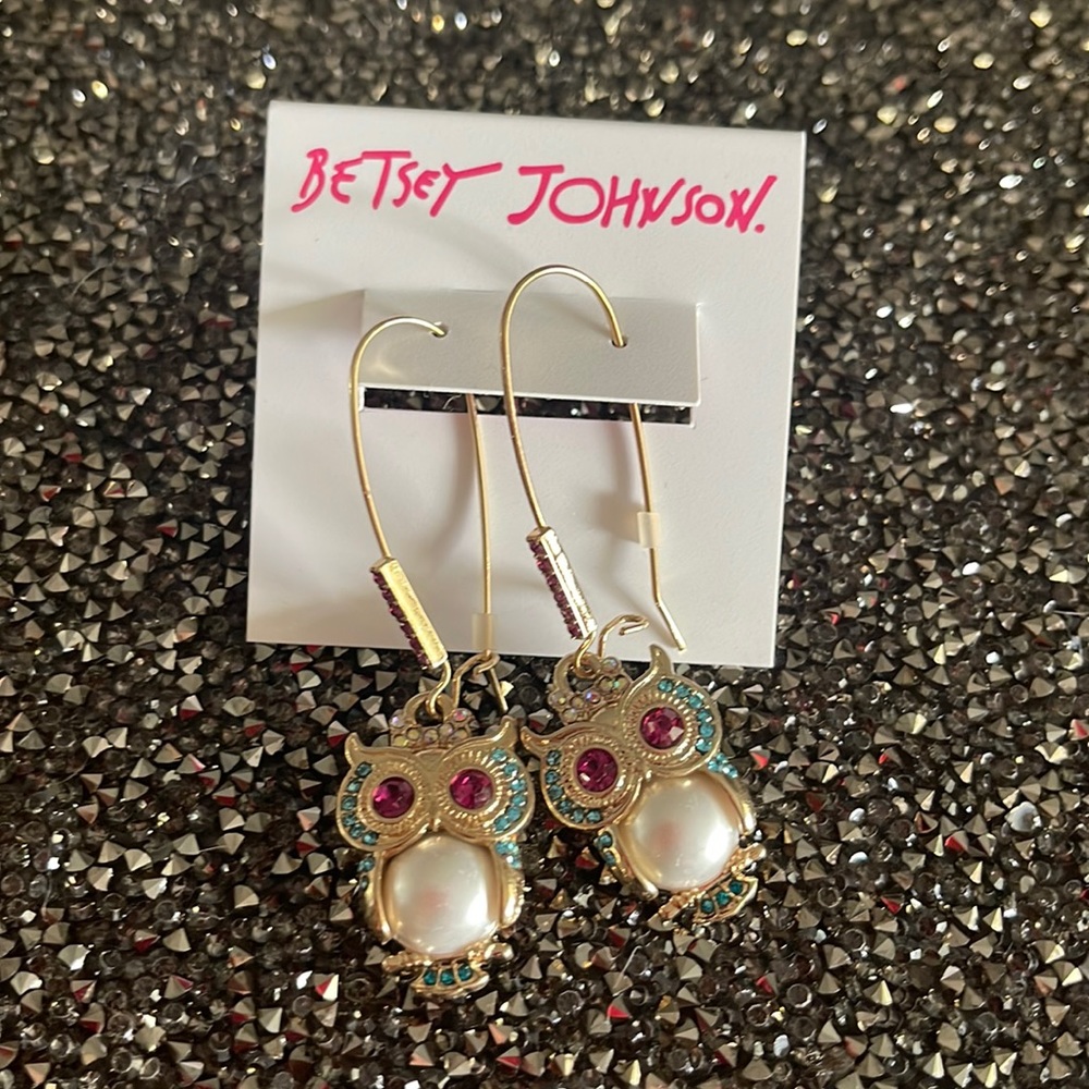 Betsy Johnson owl earrings